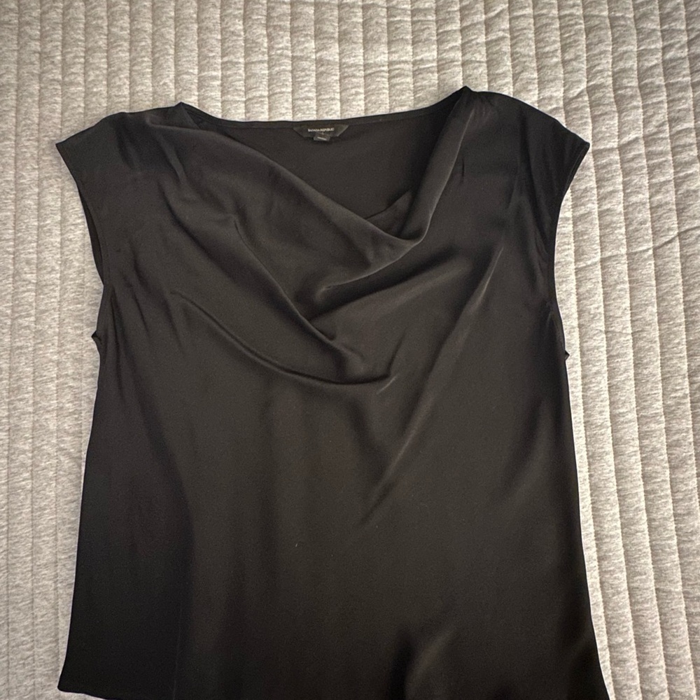 Banana Republic Black Drape Neck Blouse